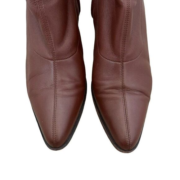 Vince Hayek Stretch Leather Booties Brown Pointed Toe Ankle Glove Boot Sz 41 - Picture 4 of 8